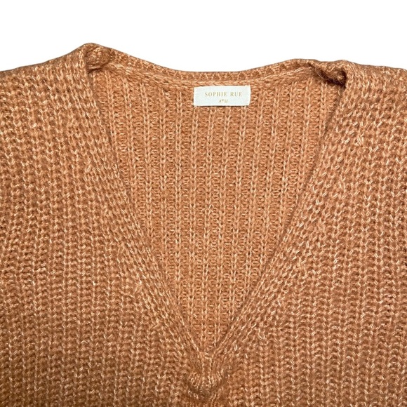 Ruched Drawstring V-Neck Cropped Sweater Earth Tone Medium - Picture 5 of 7